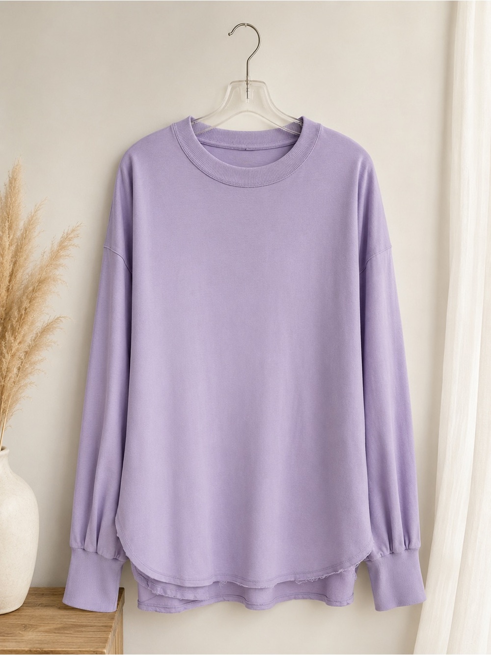 Aerie Lavender Relaxed Crewneck Long Sleeve
